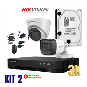 Kit de 02 camaras 5mp 3k con audio - Securitron