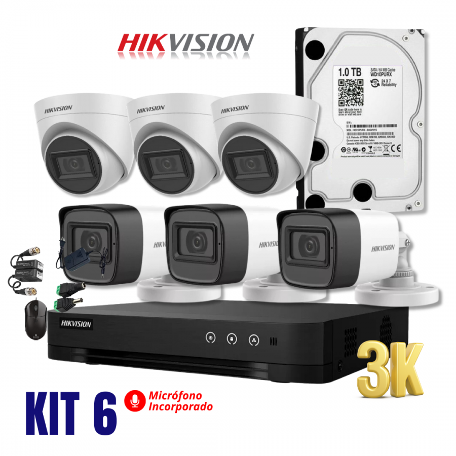 Kit de 06 camaras 5mp 3k con audio - Securitron