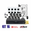 KIT DAHUA DE 16 CÁMARAS FULL HD 3K 5MP CON AUDIO