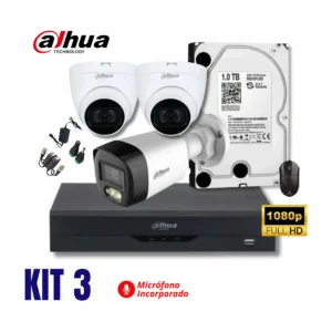 KIT DAHUA DE 3 CÁMARAS FULL HD 1080P CON AUDIO KIT DAHUA DE 3 CÁMARAS FULL HD 1080P CON AUDIO